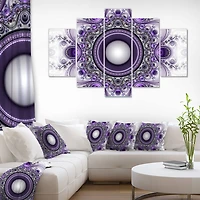 Designart - Purple Fractal Pattern with Circles - Contemporary Canvas Art Print