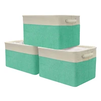Sorbus 15" Cream Trimmed Twill Collapsible Storage Basket Set