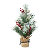 Glitzhome® 21" Flocked Pine & Berries Table Tree
