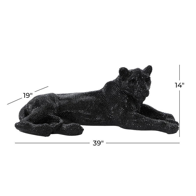 39" Black Glam Leopard Sculpture