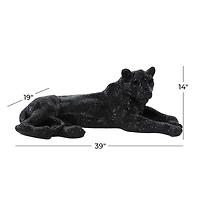 39" Black Glam Leopard Sculpture