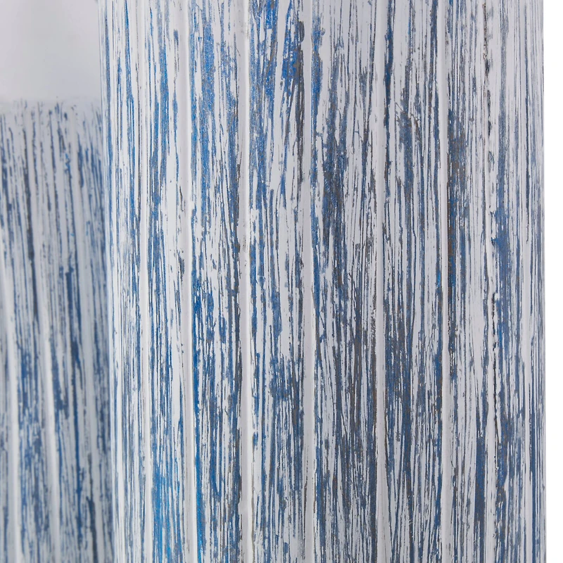 Blue & White Metal Brushed Vase Set