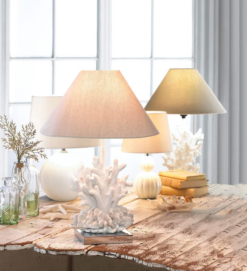 18.5" White Coral Table Lamp