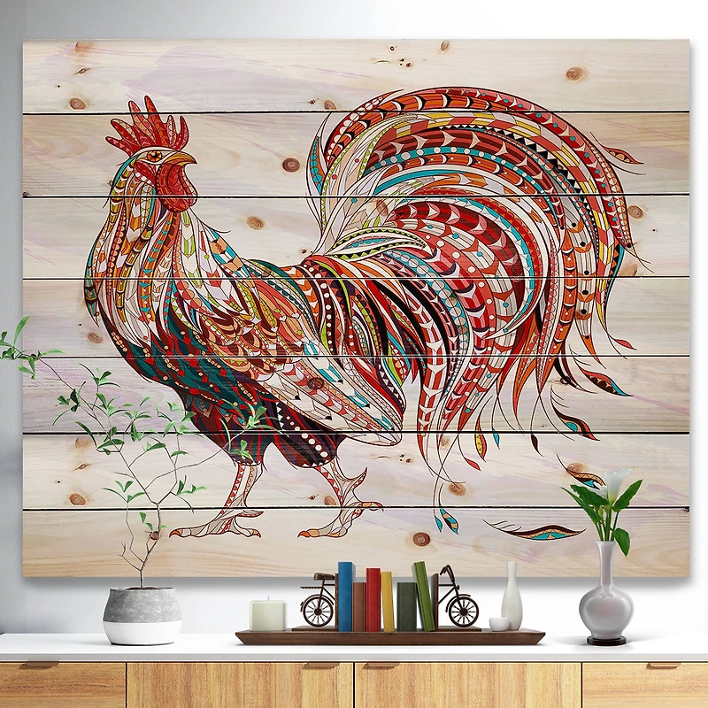 Designart - Patterned rooster Symbol of chinese new year
