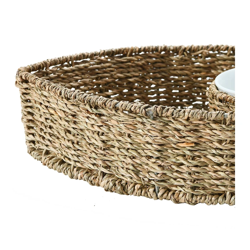Hello Honey® Hand-Woven Seagrass Fish Shaped Chip & Dip with Ceramic Bowl Set