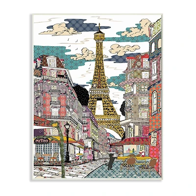 Stupell Industries Patchwork Pattern Paris Wall Plaque
