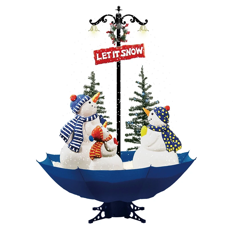 Lighted Musical Snowing Let it Snow Snowmen in Umbrella Base Christmas Decoration - 5.5'