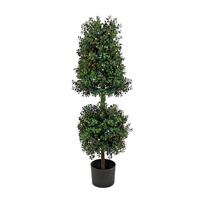 4ft. Boxwood Cone & Ball Topiary with Multi-Function LED Lights