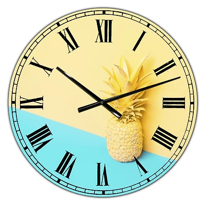 Designart Pink and Blue Pineapple Large Modern Wall Clock