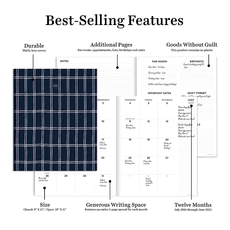 TF Publishing 2024-2025 Large Navy Grid Monthly Planner