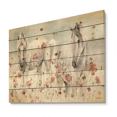Designart - watercolors Pink Wild Horses