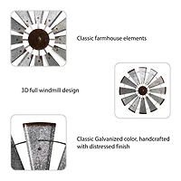 Glitzhome® 28.5" Galvanized Metal Wind Spinner Wall Décor