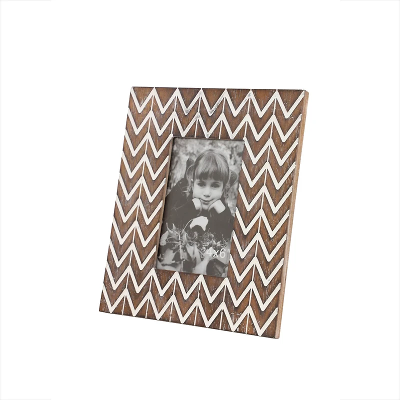 2 Pack Brown & White Chevron Modern 8" x 9" Frame