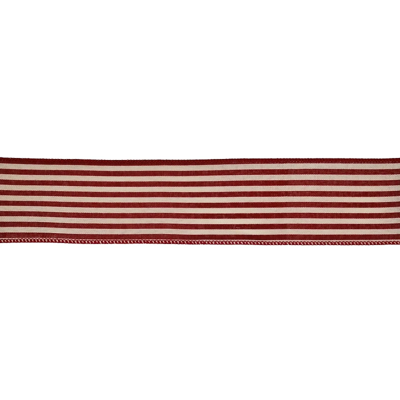 2.5" x 20ft. Red Ticking Stripes Wired Ribbon by Celebrate It®