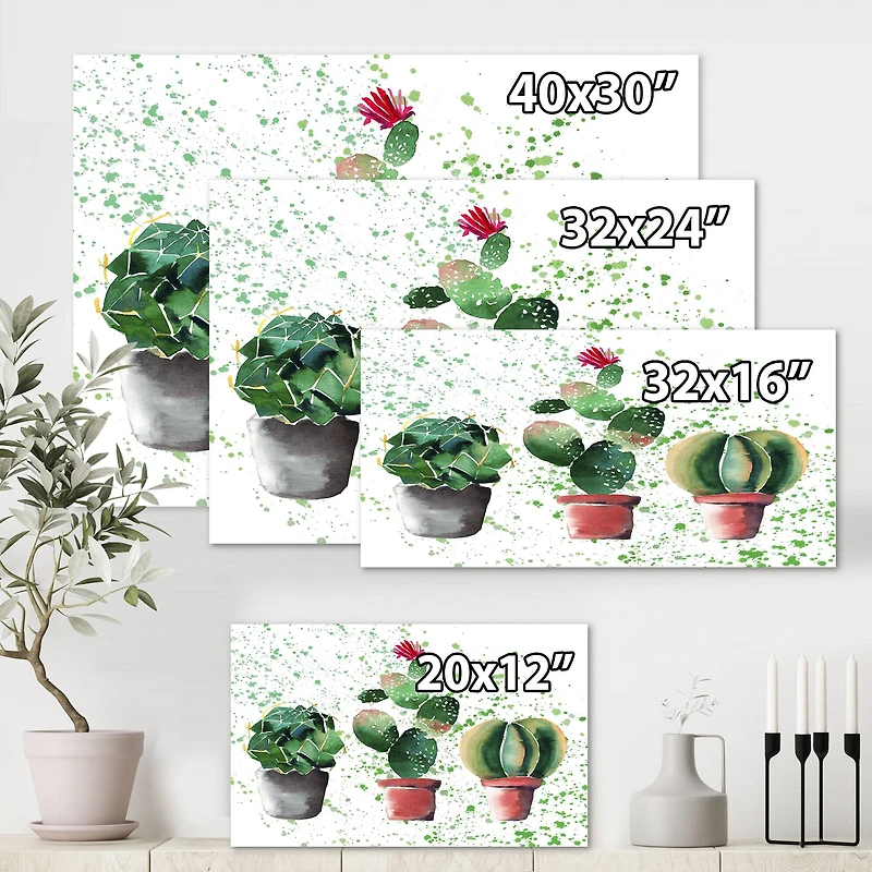 Designart - Three Cacti In Clay Pots