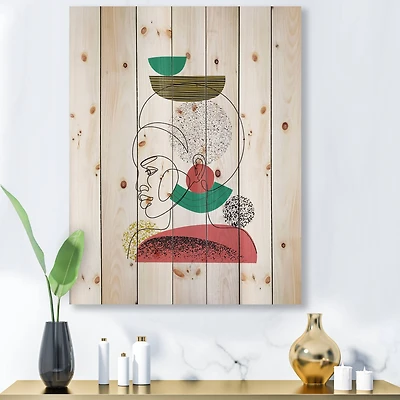 Designart - One Line Portrait of Afro American Women II