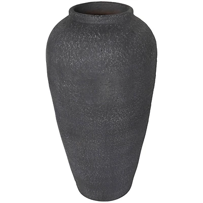 20" Black Ceramic Textured Vase