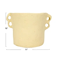 Hello Honey® 11" Natural Decorative Handmade Paper Mache Planter with Handles