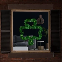 25" Green LED Lighted Tinsel Shamrock St. Patrick's Day Window Silhouette