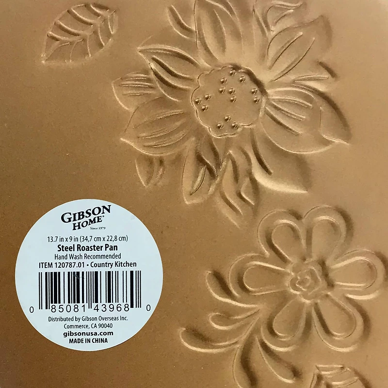 Gibson Home Country Kitchen Embossed Carbon Steel 13.75" Copper Roaster Pan