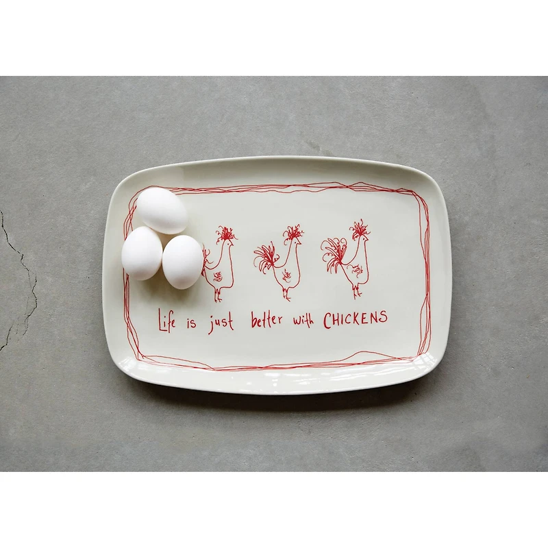 Hello Honey® 15" Better with Chickens Stoneware Platter