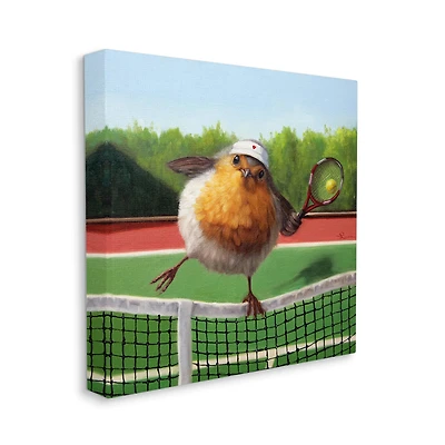 Stupell Industries European Robin Playing Tennis Clear Summer Sky Canvas Wall Art