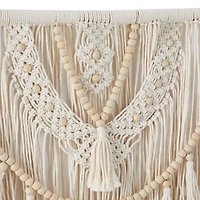 White Fabric Bohemian Wall Decor, 28" x 1" x 32"