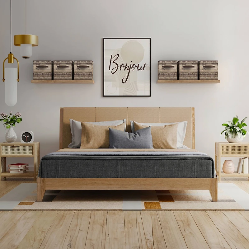 Sorbus 11" Brown Wood Pattern Foldable Storage Cubes, 4ct.