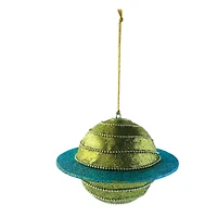 Hello Honey® 5.5" Green Beaded Planet Round Plastic Ornament