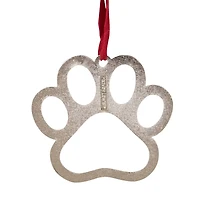 2.5" Silver & Red Paw Print with European Crystals Ornament
