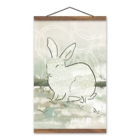 Abstract Rabbit 12" x 18" Teak Hanging Canvas