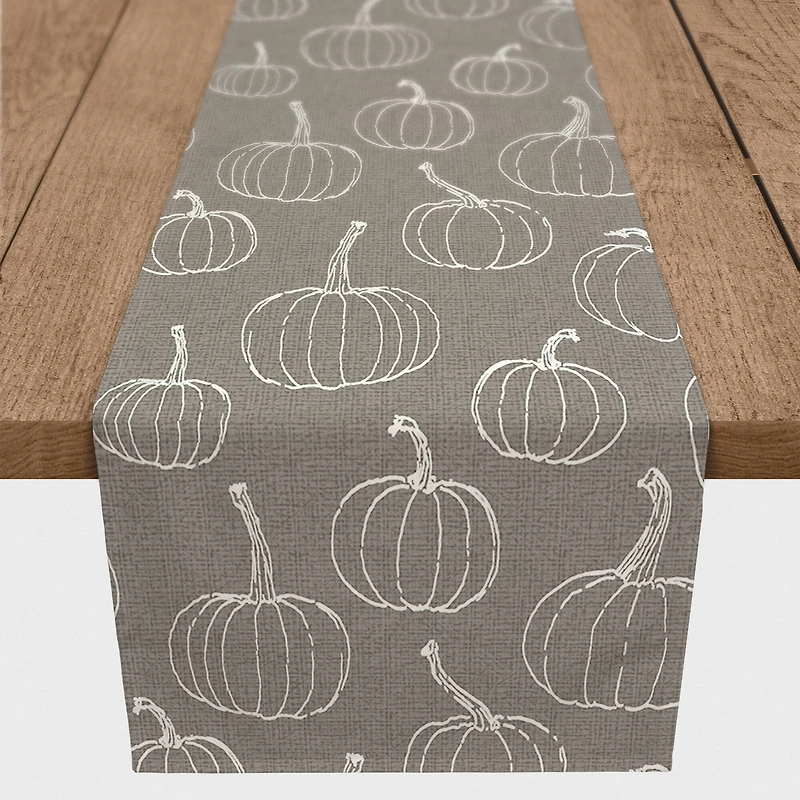 90" Gray Pumpkin Pattern Cotton Twill Runner