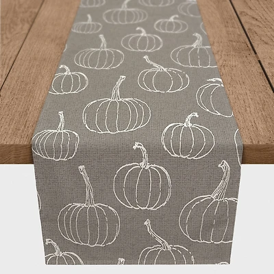 90" Gray Pumpkin Pattern Cotton Twill Runner