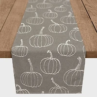 90" Gray Pumpkin Pattern Cotton Twill Runner