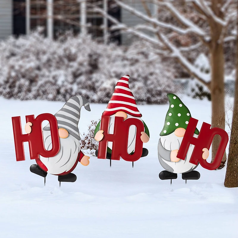 Glitzhome® 51" Metal Ho Ho Ho Gnome Yard Stake