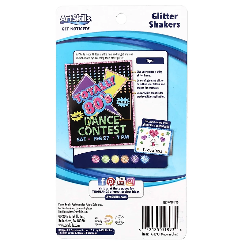 ArtSkills® 6 Color Neon Glitter Shaker Set