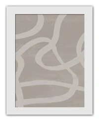 Modern Beige Lines 12" x 16" White Framed Print Under Plexiglass - Set of 2