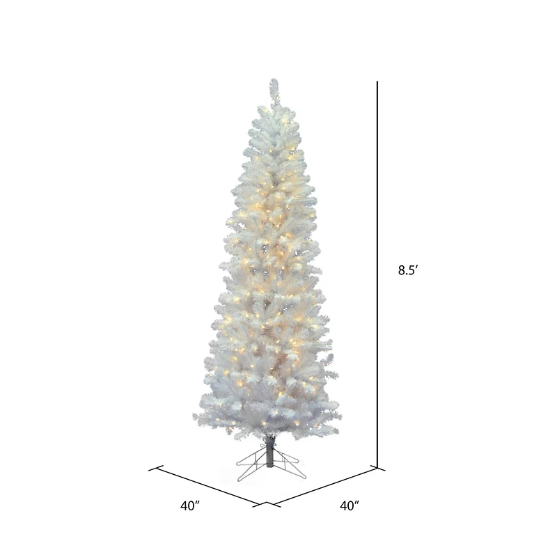 8.5ft. Pre-Lit White Salem Pine Artificial Christmas Tree, Warm White Dura-Lit LED Lights