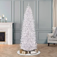 7.5ft. Pre-Lit White Fraser Fir Pencil Artificial Christmas Tree, Clear Lights