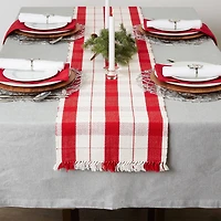 DII® 72" Red Tinsel Plaid Fringed Table Runner