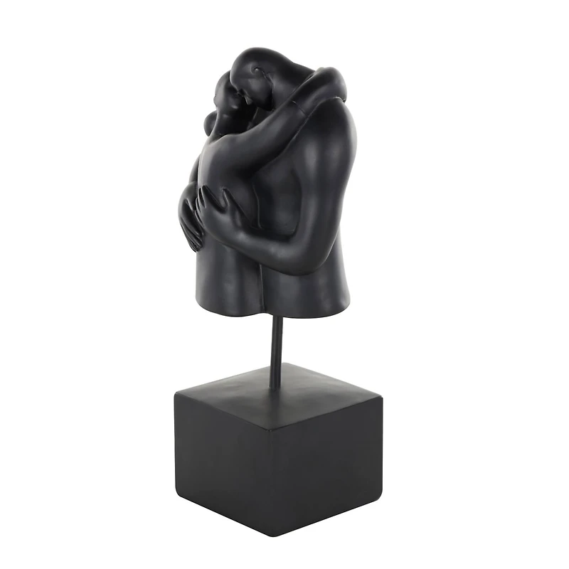 12.5" People Hugging Decorative Sculpture with Square Base