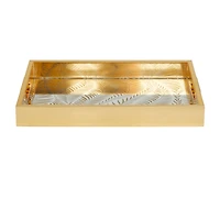 Gold Feather Pattern Plastic Glam Tray Set