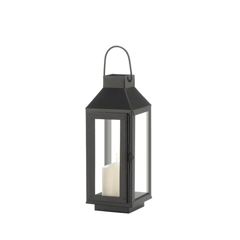 10" Black Iron & Glass Square Lantern