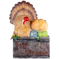 20" Turkey & Pumpkins Happy Thanksgiving Decoration