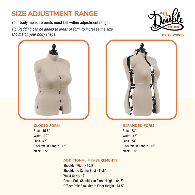 Dritz® My Double Designer Full Figure Dress Form with Adjustable Tri-Pod Stand