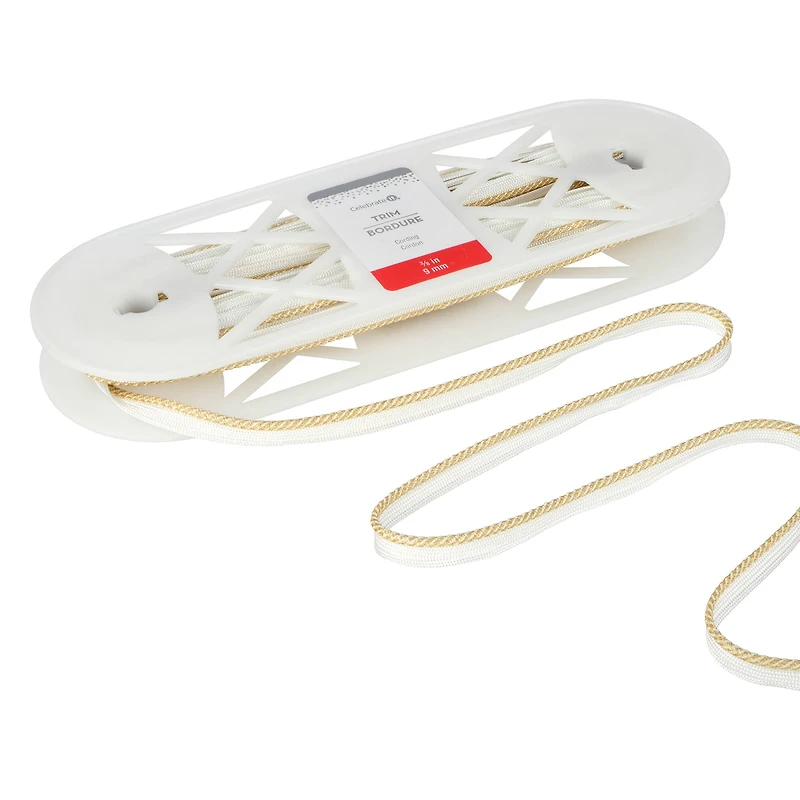 3/8" White & Gold Trim Cording by Celebrate It®