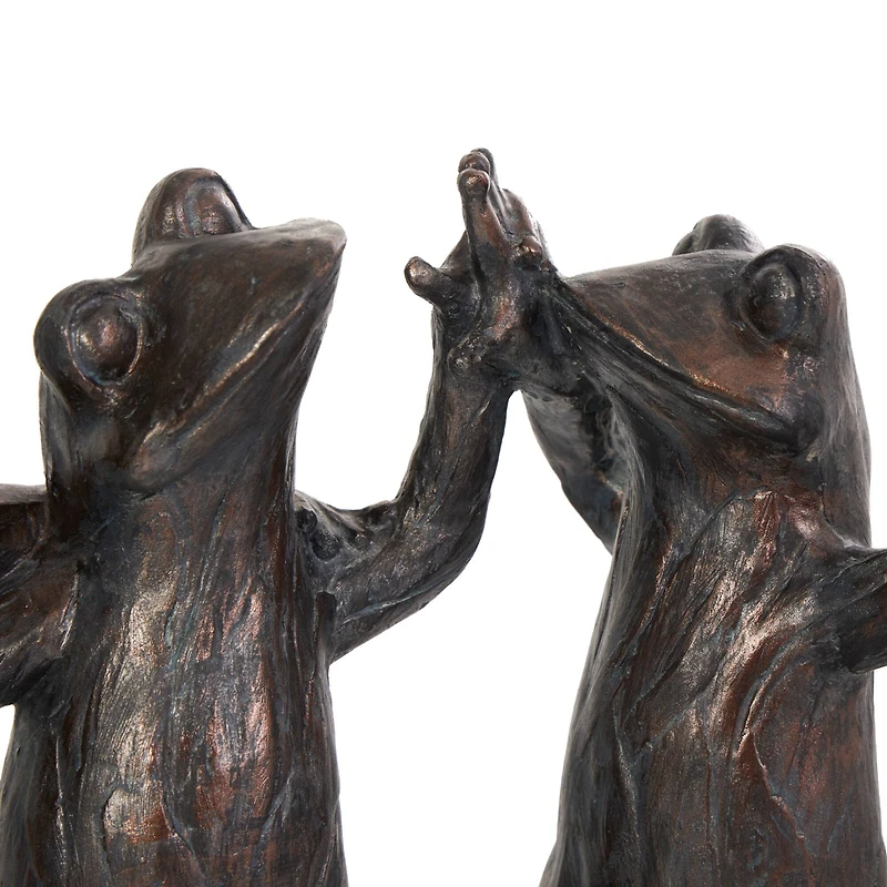 18" Bronze Patina 3 Dancing Frogs Sculpture