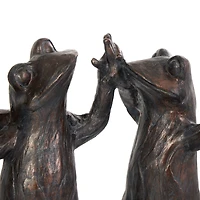 18" Bronze Patina 3 Dancing Frogs Sculpture