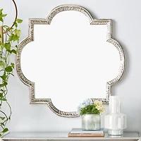 Gray Glam Aluminum Wall Mirror, 40" x 40"