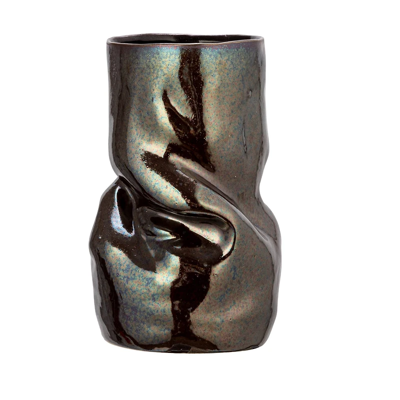 Hello Honey® 5.5" Iridescent Dark Brown Organic Shaped Stoneware Vase